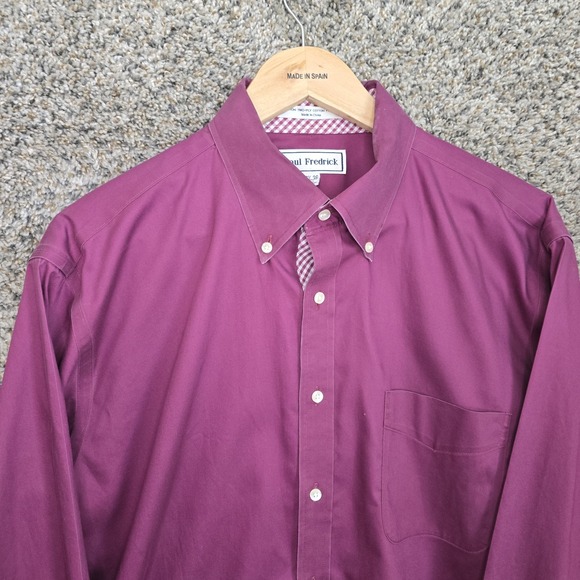 Paul Fredrick Dress Shirt Mens 16.5 36 Purple Button Down Slim Fit Non Iron - Picture 4 of 7